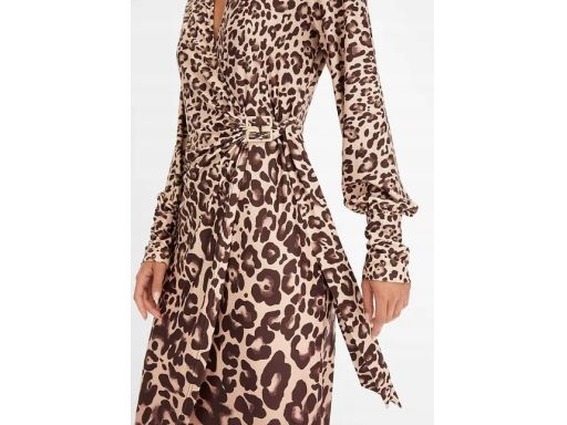 B.P.C sukienka długa w cętki kopertowa z ozdobą r.40/42