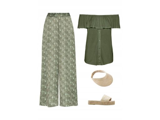 B.P.C spodnie khaki z nadrukiem palazzo 40.