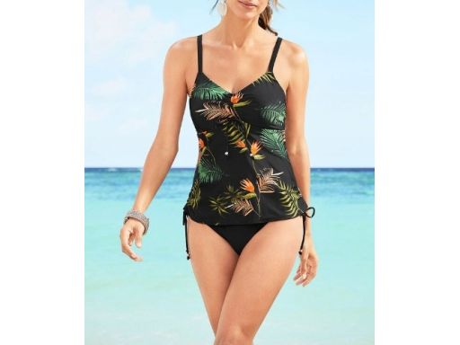 B.P.C top tankini z fiszbinami czarny we wzory r.42(80C)