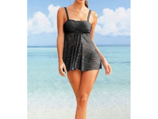 B.P.C granatowe tankini zwiewne ażurowe r.36