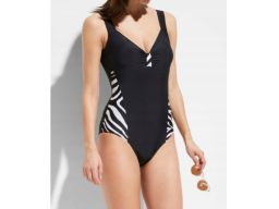 B.P.C kostium jednoczęściowy czarny wzór zebry r.42