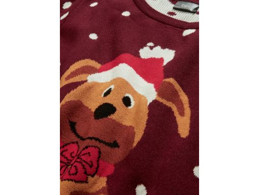 B.P.C sweter świąteczny bożonarodzeniowy bordowy 48/50.