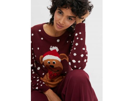 B.P.C sweter świąteczny bożonarodzeniowy bordowy 48/50.