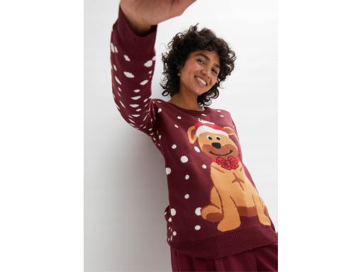 B.P.C sweter świąteczny bożonarodzeniowy bordowy 48/50.