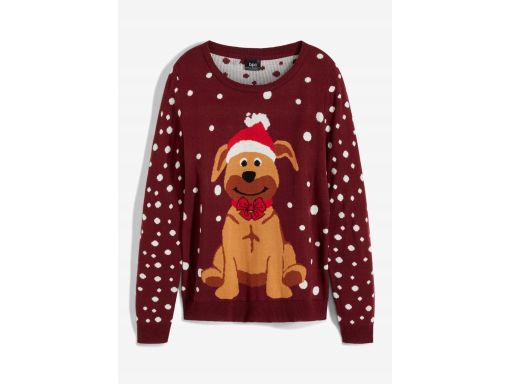 B.P.C sweter świąteczny bożonarodzeniowy bordowy 48/50.