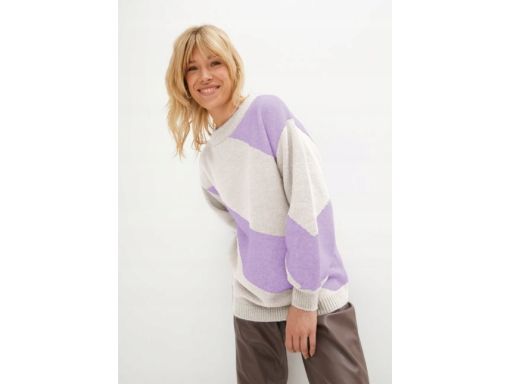 B.P.C sweter w fioletowe pasy z domieszką wełny r.40/42