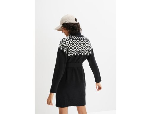 B.P.C sukienka dzianinowa czarno-biała ze wzorem r.36/38