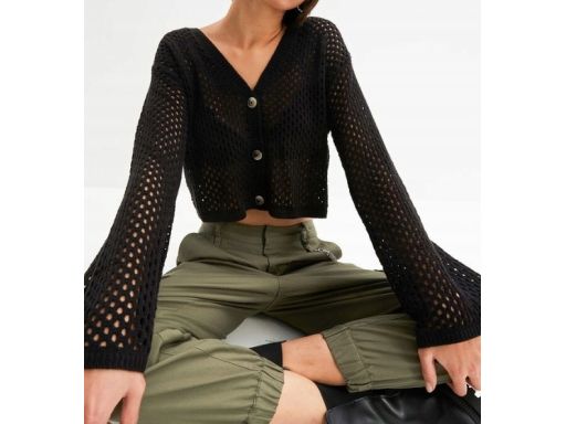 B.P.C sweter ażurowy czarny krótki ^48/50
