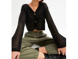 B.P.C sweter ażurowy czarny krótki ^48/50