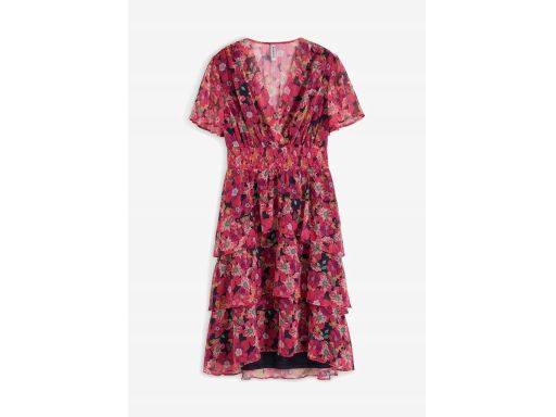 B.P.C sukienka midi w kwiaty z falbankami 38.