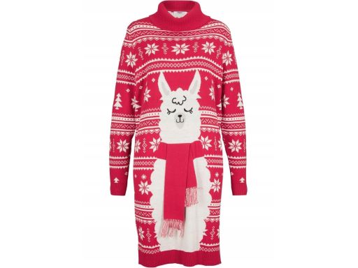 B.P.C sukienka dzianinowa świąteczna 3D z golfem 52/54.