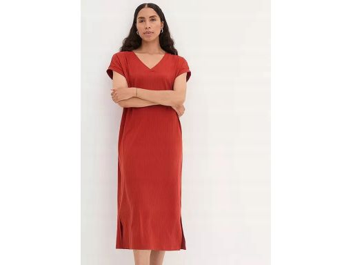 B.P.C sukienka prosta prążkowana miedziana ^44/46