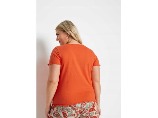 B.P.C t-shirt pomarańczowy z białym napisem 44/46.