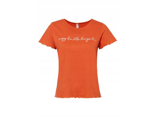 B.P.C t-shirt pomarańczowy z białym napisem 44/46.