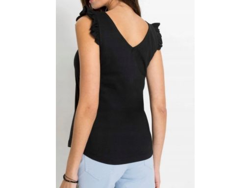 B.P.C top bawełniany czarny z falbankami ^36/38