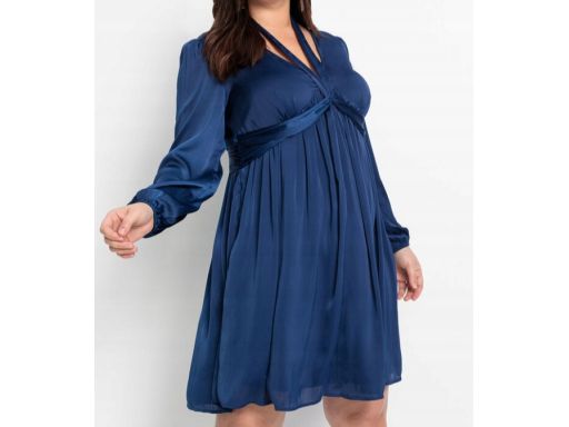 B.P.C atrakcyjna sukienka satynowa granatowa r.46
