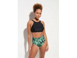 B.P.C bikini top czarny i figi z wysokim stanem we wzory ^38