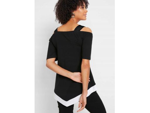 B.P.C bluzka asymetryczna z nadrukiem odkryte ramiona r.44/46