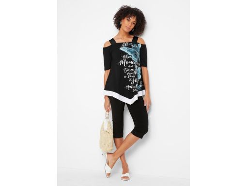 B.P.C bluzka asymetryczna z nadrukiem odkryte ramiona r.44/46