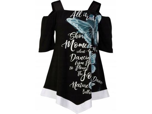 B.P.C bluzka asymetryczna z nadrukiem odkryte ramiona r.44/46