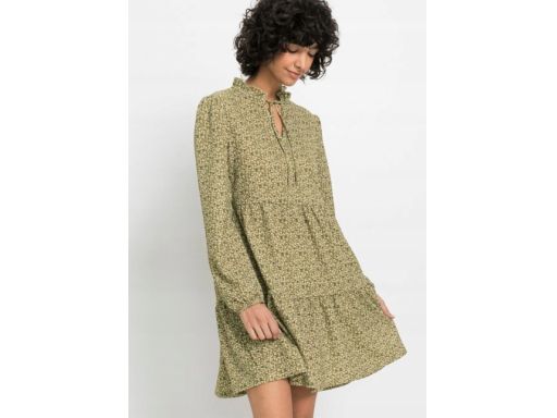 AG4595 sukienka wzorzysta z wiązaniem r.40/42