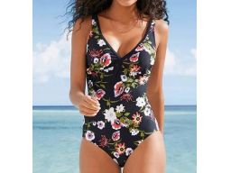 B.P.C kostium kąpielowy shape czarny w kolorowe kwiaty r.42