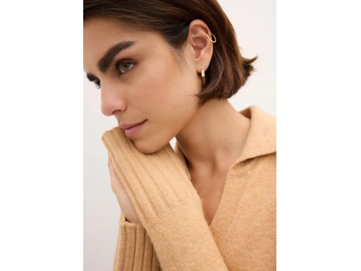 B.P.C karmelowa dzianinowa sukienka z kołnierzykiem 40/42.