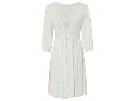B.P.C sukienka śmietankowa z koronką 40/42.