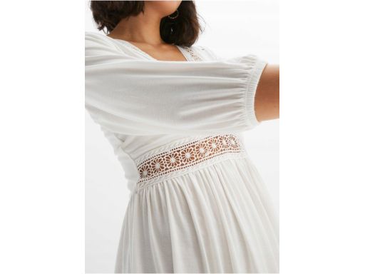 B.P.C sukienka śmietankowa z koronką 40/42.