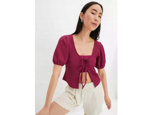 B.P.C narzutka biała krepowana z wiązaniem ciemny fiolet ^40/42