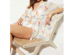 B.P.C tunika narzutka plażowa kimono w kwiaty 48/50.