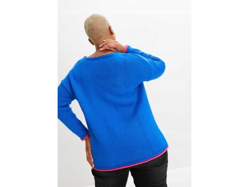 B.P.C sweter niebieski z różowym wzorem ^36/38