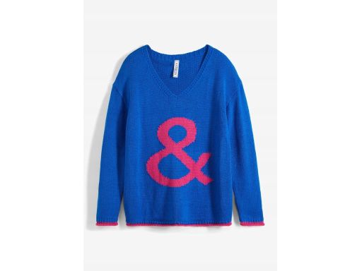 B.P.C sweter niebieski z różowym wzorem ^36/38