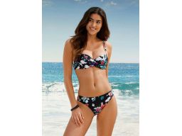 B.P.C bikini czarne w kwiaty na fiszbinach ^40