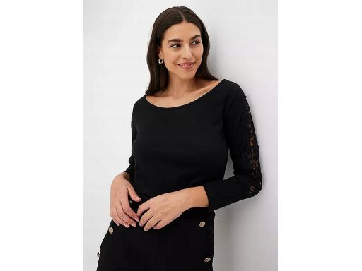 B.P.C bluzka czarna bawełniana z koronką ^40/42