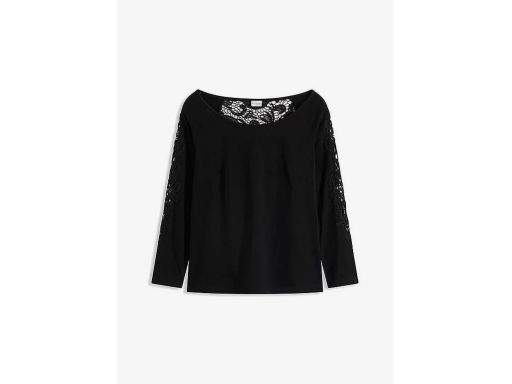 B.P.C bluzka czarna bawełniana z koronką ^40/42
