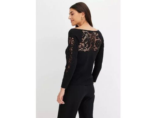 B.P.C bluzka czarna bawełniana z koronką ^40/42
