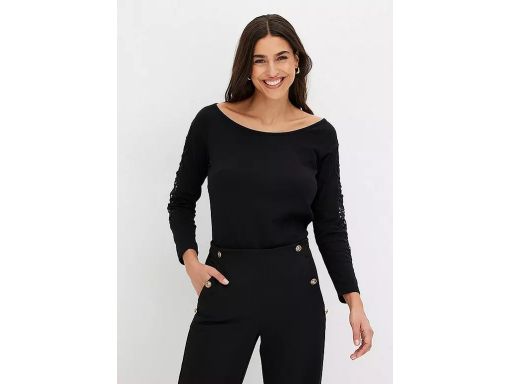 B.P.C bluzka czarna bawełniana z koronką ^40/42