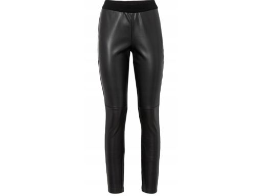 B.P.C Damskie spodnie rurki czarne ze wstawką z eko skóry ^42