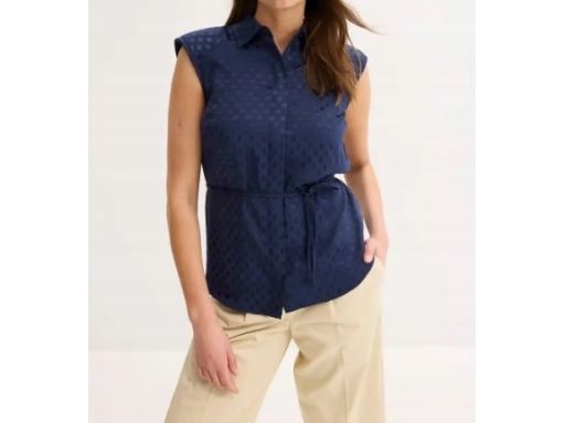 B.P.C top granatowy w satynowe groszki ^50