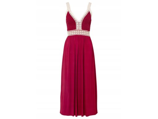 B.P.C. sukienka midi różowa z koronkowymi elementami r.38