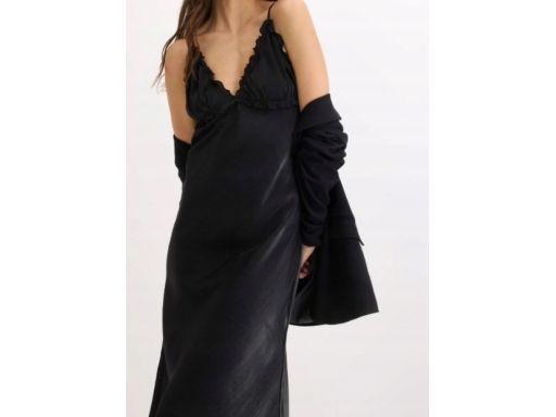 B.P.C czarna sukienka satynowa midi ^44