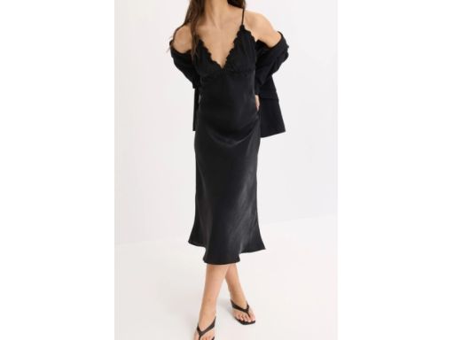B.P.C czarna sukienka satynowa midi ^44