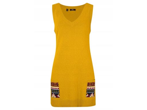 B.P.C długa kamizelka musztardowa 40/42.