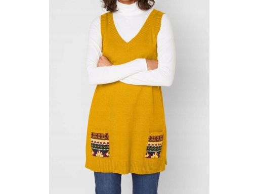 B.P.C długa kamizelka musztardowa 40/42.