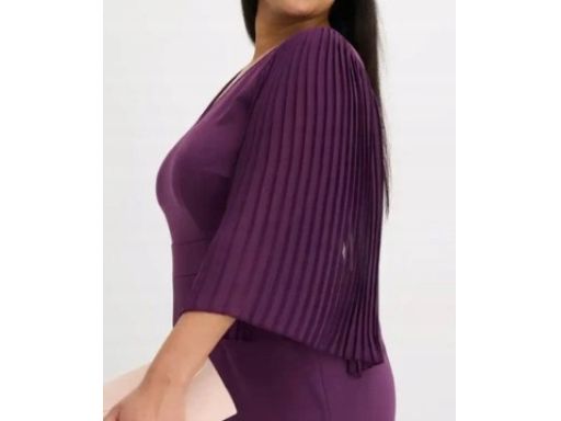 B.P.C ciemnofioletowy kombinezon z plisowanymi rękawkami ^44