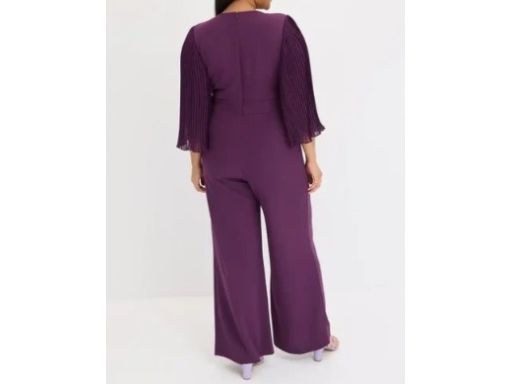 B.P.C ciemnofioletowy kombinezon z plisowanymi rękawkami ^44