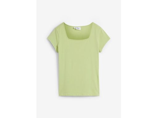 B.P.C t-shirt bawełniany z dekoltem karo zielony 56/58.