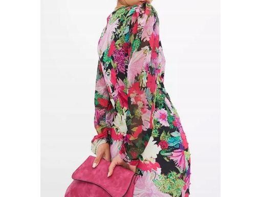 B.P.C sukienka z siateczki w kwiaty z marszczeniem 36/38.