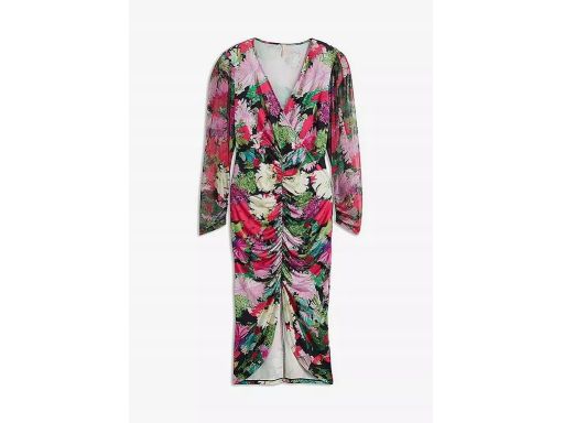 B.P.C sukienka z siateczki w kwiaty z marszczeniem 36/38.